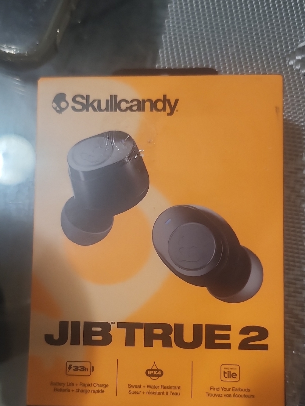 Skullcandy Jib True 2 Wireless Earbuds – Black on Orange Box